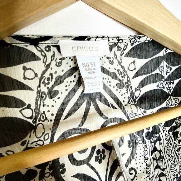 NWT Chico's Ramika Peri Poncho Black White One Size Sheer Beaded Embroidered - Picture 7 of 13